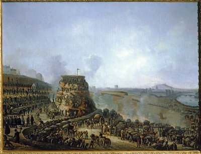 Cesarz Napoleon III i cesarzowa Eugenia odwiedzający wzgórze Chaillot ... (obraz na płótnie) autorstwa Louis Moullin