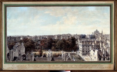 Widok na Paryż z belwederu Monsieur Fournelle, rue des Boulangers Saint Victor Rysunek Louis de Lespinasse (1734-1808) XVIII-wieczny Paryż. Muzeum Karnawałowe autorstwa Louis Nicolas de Lespinasse