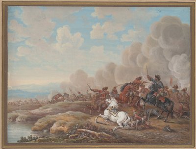 Bitwa kawalerii nad rzeką autorstwa Louis Nicolas van Blarenberghe
