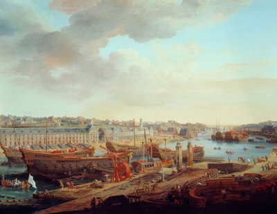 Stocznia: „Miasto Brześć”” Detal. Obraz Louis Nicolas van Blarenberghe (1716-1794) 1774 autorstwa Louis Nicolas van Blarenberghe