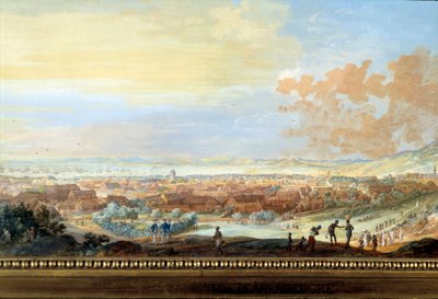 Widok na miasto Cap francais (Cap de la Republique) widok ze wzgórza w Santo Domingo Szczegóły. Obraz Louis Nicolas Van Blarenberghe (1716-1794) 1779 La Rochelle, Muzeum Nowego Świata. autorstwa Louis Nicolas van Blarenberghe