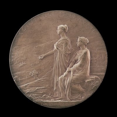 Personifikacje zaufania i przemysłu w krajobrazie [rewers], 1900. autorstwa Louis Oscar Roty