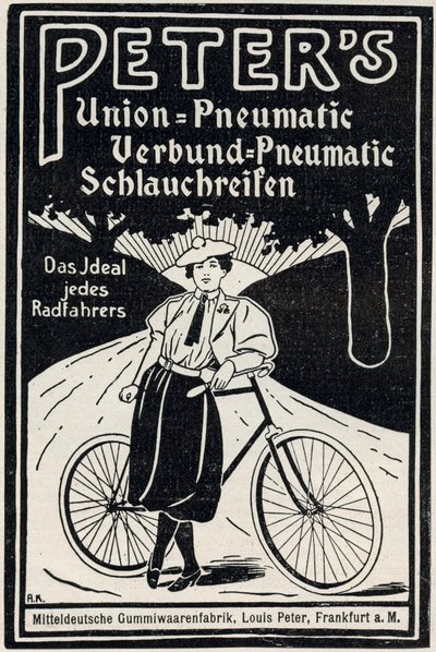 Reklama pneumatycznych opon rowerowych Petera, 1898 r. autorstwa Louis Peter
