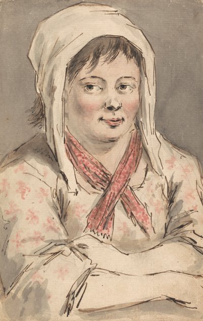 Młoda wieśniaczka z założonymi rękami autorstwa Louis Philippe Boitard
