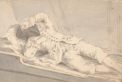 Mężczyzna śpi na koi na pokładzie statku autorstwa Louis Philippe Boitard
