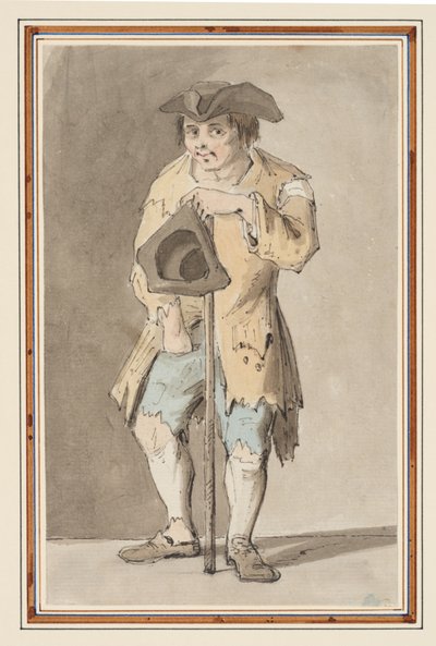 Studium żebraka (ołówek, pióro i tusz oraz akwarela na papierze) autorstwa Louis Philippe Boitard