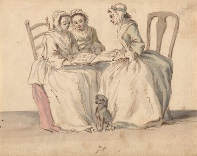 Trzy siedzące damy autorstwa Louis Philippe Boitard