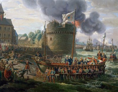 Ludwik XVI z wizytą w porcie w Cherbourgu, 23 czerwca autorstwa Louis Philippe Crepin