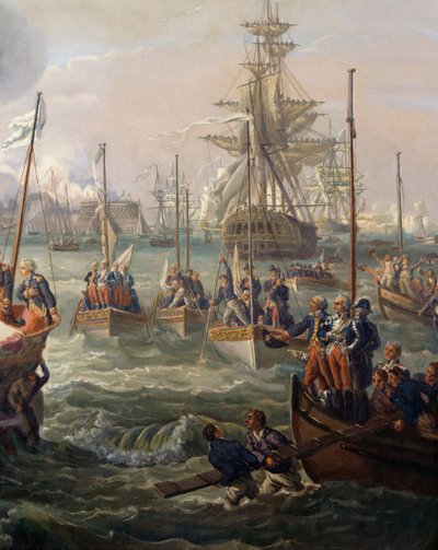 Flota królewska po Ludwiku XVI w Cherbourgu 23 czerwca autorstwa Louis Philippe Crepin