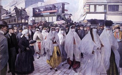 Artyści Teatru Orientalnego powracają do Trocadero autorstwa Louis Remy Sabattier