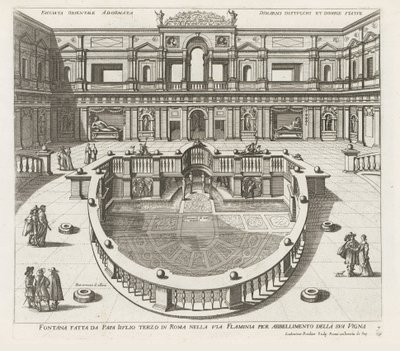Nimfeum w Villa Giulia te Rome Fontanna wykonana przez papieża Iiulia trzecia w Rzymie przy Via Flaminia (...) (tytuł na obiekcie) Fontanny w pałacach i ogrodach Rzymu (tytuł serii) Fonteinen in de paleizen en tuinen van Rome (tytuł serii) autorstwa Louis Rouhier