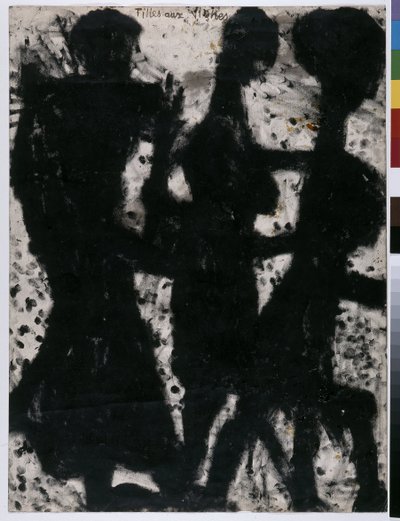 Dziewczyny w winnicach (tusz i lakier na papierze) autorstwa Louis Soutter