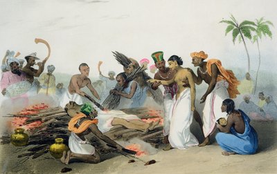 Suttee, płyta 3 z księgi 15 „Indie Francuskie” M.E. Burnouf, grawerowana przez Jean Henri Marlet (1770-1848) and Co., 1827-35 autorstwa Louis Thomas Bardel