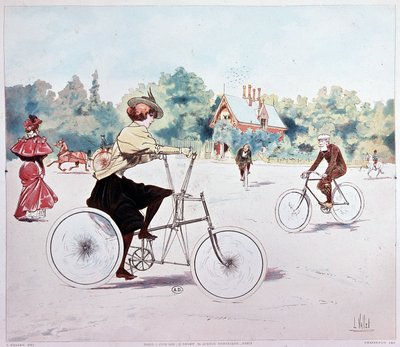 Kobieta na rowerze - rysunek L. Vallet autorstwa Louis Vallet