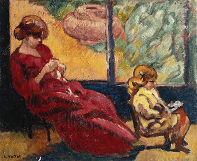 Pani. Valtat Sewing i jej syn Jean; Pani Valtat Cousant i jej syn Jean autorstwa Louis Valtat