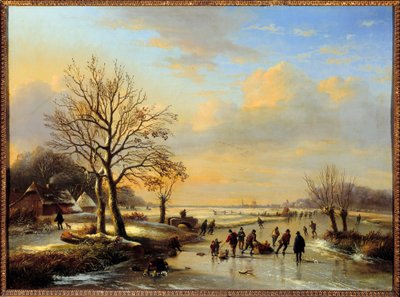 Łyżwiarze. Obraz Louisa Verwee (1807-1877) autorstwa Louis Verwee