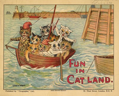 Koty w łodzi. autorstwa Louis Wain