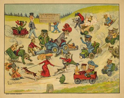 Koty w różnych samochodach. autorstwa Louis Wain