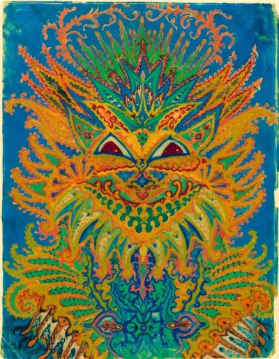 Kalejdoskop Koty: wzór kota na niebiesko autorstwa Louis Wain