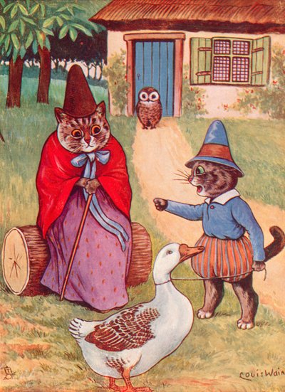 Matka Gęś w domu autorstwa Louis Wain