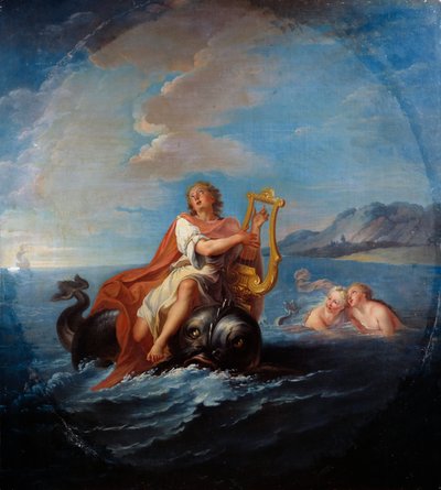 Arion grający na lirze. Arion de Metymne to grecki poeta z VII wieku p.n.e. Obraz Louisa De Silvestre (1675-1760) autorstwa Louis de Silvestre
