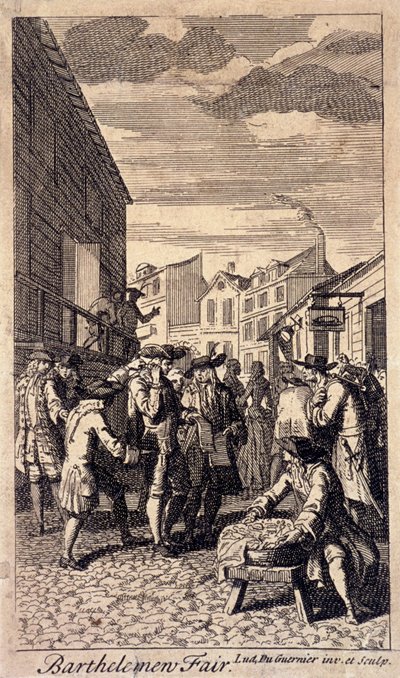 Targi Bartłomieja, Londyn, ok. 1715 r. autorstwa Louis du Guernier