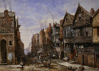 Chester: Watergate Street od rogu Crook Street, z Eastgate Beyond, autorstwa Louise Ingram Rayner