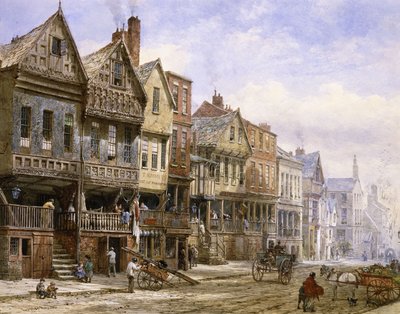 Watergate Street, Chester, Patrząc na Zachód, autorstwa Louise Ingram Rayner