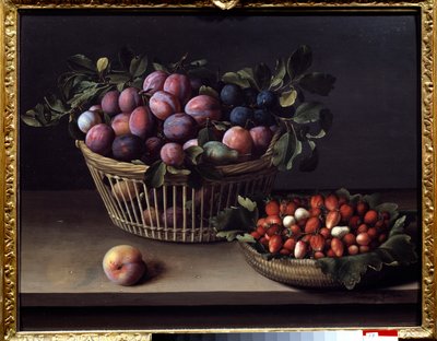 Brzoskwinia, truskawki i kosz owoców Obraz Louise Moillon (1610-1696) XVII w. Tuluza, Musee des Augustins autorstwa Louise Moillon