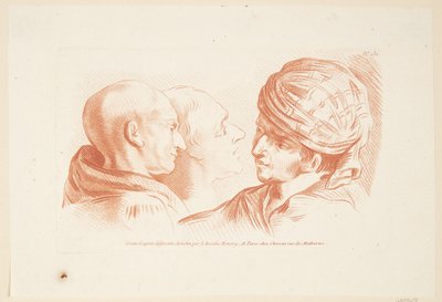 Studium trzech męskich głów autorstwa Louise Rosalie Hémery