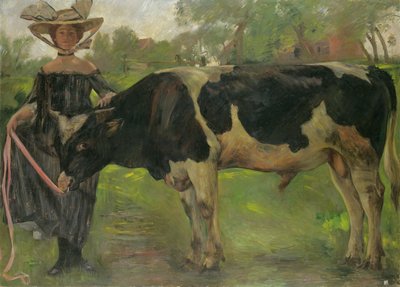 Malarka Charlotte Berend z bykiem autorstwa Lovis  Corinth