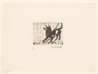 Szczekający pies Cave Canem (tytuł na obiekcie) autorstwa Lovis Corinth (signed by artist)