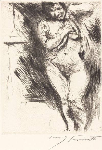 Akt z podwiniętą koszulą, rozbierająca się, 1921. autorstwa Lovis Corinth
