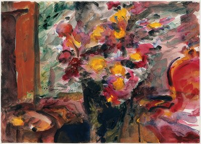 Wazon z kwiatami na stole. 1922 autorstwa Lovis Corinth