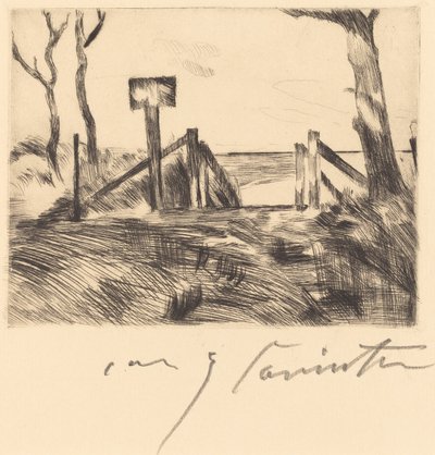 Most z tablicą Most ze znakiem, 1916. autorstwa Lovis Corinth