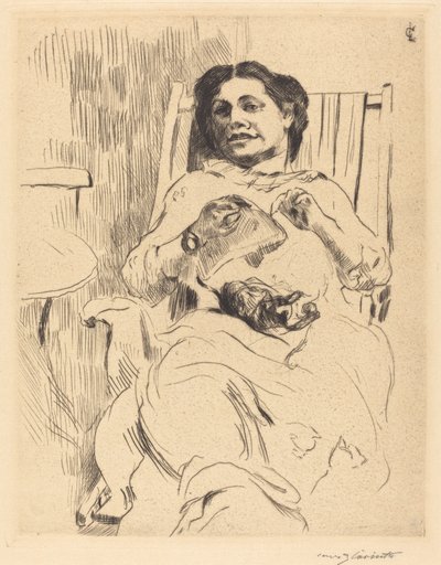 Kobieta z robótkami autorstwa Lovis Corinth