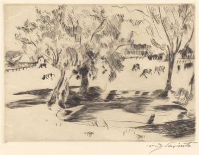 Krajobraz z krowami autorstwa Lovis Corinth