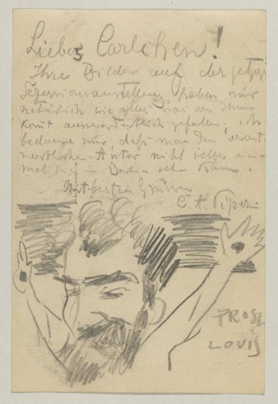 Lovis Corinth do Carla Strathmanna: pocztówka, data stempla pocztowego 16 stycznia 1903 autorstwa Lovis Corinth