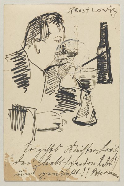 Lovis Corinth do Carla Strathmanna: pocztówka, data stempla pocztowego 20 kwietnia 1903 autorstwa Lovis Corinth