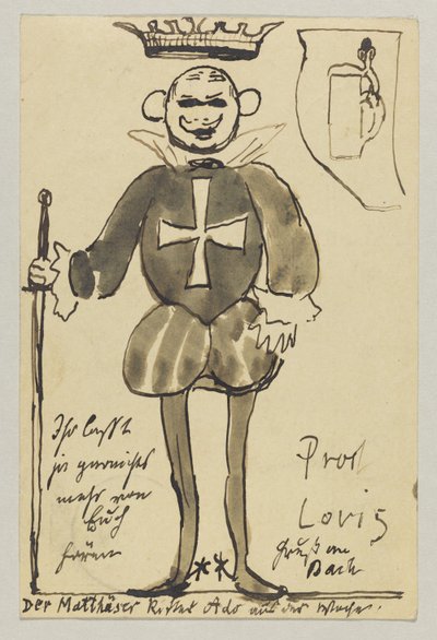 Lovis Corinth do Carla Strathmanna: pocztówka, data stempla pocztowego 21 czerwca 1902 i 22 czerwca 1902 autorstwa Lovis Corinth