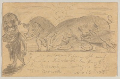 Lovis Corinth do Carla Strathmanna: pocztówka, data stempla pocztowego 25 sierpnia 1899 autorstwa Lovis Corinth