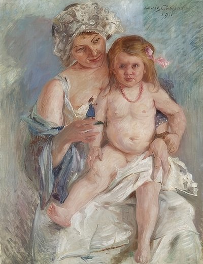 Matka i dziecko (Charlotte Corinth i Wilhelmine). 1911 autorstwa Lovis Corinth