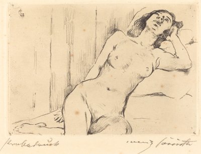 Odpoczynek w trzech czwartych nago (leżąca kobieta nago) autorstwa Lovis Corinth