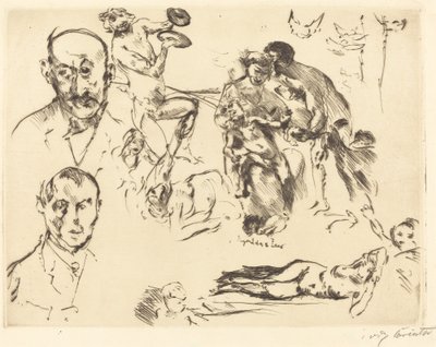Szkice ludzi, m.in. Max Liebermann, c. 1915. autorstwa Lovis Corinth