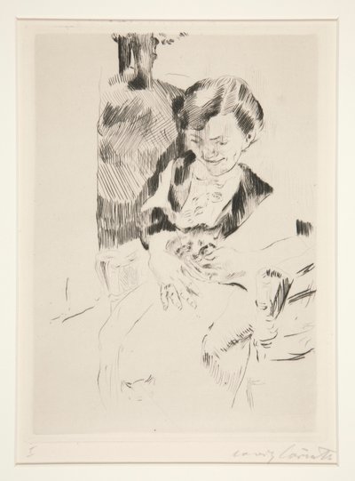 Kobieta z kotkiem autorstwa Lovis Corinth