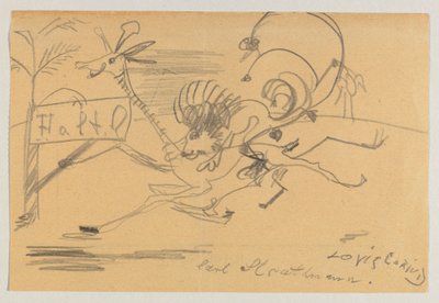 Rysowanie na papierze drukowanym przez Corintha do Strathmanna autorstwa Lovis Corinth