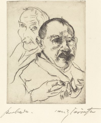 Szkic dwóch autoportretów męskich głowy, 1915. autorstwa Lovis Corinth