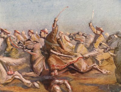 Ilustracja do opowieści o wyprawach krzyżowych (kolorowa litografia) autorstwa Lowes Dalbiac Luard