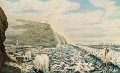Widok na Jamestown i port Świętej Heleny, wygrawerowany przez T. Pickena, ok. 1846 r. (rycina) autorstwa Lt. F.R. Stack