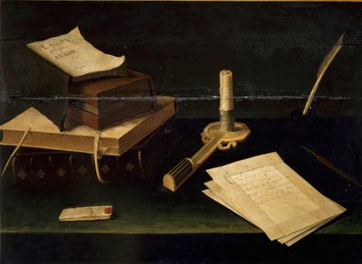 Martwa natura z książek, piór, listów i świec Lubin Baugin (1610-1663) XVII-wieczny Rzym Galleria Spada autorstwa Lubin Baugin